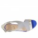 Scarpa aperta da donna con cinturino e plateau in camoscio blu e pelle grigria e laminata platino tacco 10 - Misure disponibili: 43