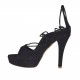 Scarpa aperta da donna con plateau e stringa in camoscio nero tacco 10 - Misure disponibili: 31