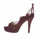 Zapato abierto para mujer con plataforma y cordon en gamuza de color ciruela tacon 10 - Tallas disponibles:  31, 32, 42