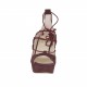 Scarpa aperta da donna con plateau e stringa in camoscio prugna tacco 10 - Misure disponibili: 31, 32, 42
