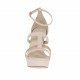 Woman's open strapshoe with platform in pink and laminated copper leather heel 10 - Available sizes:  44, 46