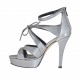 Zapato abierto para mujer en piel laminada gris metalizado con cremallera, cordon y plataforma tacon 10 - Tallas disponibles:  42