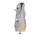 Zapato abierto para mujer en piel laminada gris metalizado con cremallera, cordon y plataforma tacon 10 - Tallas disponibles:  42