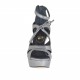 Scarpa aperta da donna in pelle laminata grigio canna di fucile con cerniera, stringa e plateau tacco 10 - Misure disponibili: 42