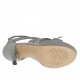Zapato abierto para mujer en piel laminada gris metalizado con cremallera, cordon y plataforma tacon 10 - Tallas disponibles:  42