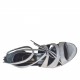 Zapato abierto para mujer en piel laminada gris metalizado con cremallera, cordon y plataforma tacon 10 - Tallas disponibles:  42