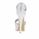 Scarpa aperta da donna con plateau, elastici e cerniera in pelle bianca e laminta argento tacco 13 - Misure disponibili: 34, 42