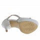 Scarpa aperta da donna con plateau, elastici e cerniera in pelle bianca e laminta argento tacco 13 - Misure disponibili: 34, 42