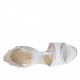Scarpa aperta da donna con plateau, elastici e cerniera in pelle bianca e laminta argento tacco 13 - Misure disponibili: 34, 42