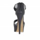 Scarpa aperta da donna con plateau, elastici e cerniera in pelle nera e grigio canna di fucile tacco 13 - Misure disponibili: 42