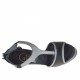 Zapato abierto con plataforma para mujer con elasticos y cremallera en piel negra ypiel laminada gris metalizado tacon 13 - Tallas disponibles:  42