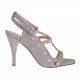 Sandalo da donna con plateau, borchie e cinturino in camoscio grigio glicine tacco 8 - Misure disponibili: 34, 42