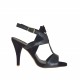 Sandale pour femmes avec bandes croisées et plateforme en cuir et daim noir talon 8 - Pointures disponibles:  42