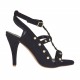 Sandalo da donna con plateau, borchie e cinturino in camoscio nero tacco 8 - Misure disponibili: 34, 42, 46