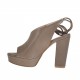 Sandalo accollato con plateau e lacci posteriori in pelle taupe tacco 10 - Misure disponibili: 42