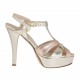 Sandale pour femmes avec bretelle croisée et plateforme en cuir lamé platine et cuir cuivre talon 10 - Pointures disponibles:  42