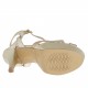 Sandale pour femmes avec bretelle croisée et plateforme en cuir lamé platine et cuir cuivre talon 10 - Pointures disponibles:  42