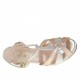 Sandale pour femmes avec bretelle croisée et plateforme en cuir lamé platine et cuir cuivre talon 10 - Pointures disponibles:  42