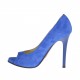 Scarpa aperta da donna in camoscio blu elettrico con plateau e tacco 10 - Misure disponibili: 42