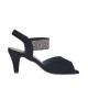 Woman's sandal with design in golden, silver and gunmetal studs in black suede heel 6 - Available sizes:  32
