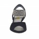Woman's sandal with design in golden, silver and gunmetal studs in black suede heel 6 - Available sizes:  32