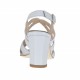 Sandale à bandes croisées en cuir verni gris et blanc talon 7 - Pointures disponibles:  43, 44, 45