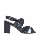Sandale à bandes croisées en cuir verni noir et blanc talon 7 - Pointures disponibles:  42, 46