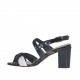 Sandale à bandes croisées en cuir verni noir et blanc talon 7 - Pointures disponibles:  42, 46