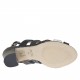 Sandale à bandes croisées en cuir verni noir et blanc talon 7 - Pointures disponibles:  42, 46