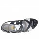 Sandale à bandes croisées en cuir verni noir et blanc talon 7 - Pointures disponibles:  42, 46