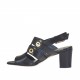 Woman's strappy sandal with golden studs in black leather heel 6 - Available sizes:  32