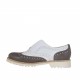Zapato estilo inglés con elastico en piel marron y blanca tacon 2,5 - Tallas disponibles:  33, 45