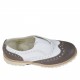 Zapato estilo inglés con elastico en piel marron y blanca tacon 2,5 - Tallas disponibles:  33, 45