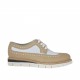 Zapato estilo inglés para mujer con cordones en piel beis y blanca cuña 2.5 - Tallas disponibles:  33