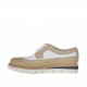 Scarpa stringata in stile inglese da donna in pelle beige e bianca zeppa 2,5 - Misure disponibili: 33