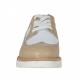 Scarpa stringata in stile inglese da donna in pelle beige e bianca zeppa 2,5 - Misure disponibili: 33