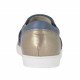 Scarpa accollata da donna con elastici glitterati in pelle blu e laminata bronzo zeppa 2 - Misure disponibili: 32, 46