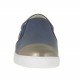Scarpa accollata da donna con elastici glitterati in pelle blu e laminata bronzo zeppa 2 - Misure disponibili: 32, 46
