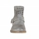 Stivaletto da donna con fibbia e cerniera in pelle anticata traforata grigia tacco 3 - Misure disponibili: 32