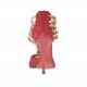 Scarpa aperta da donna con cerniera e cinturini in camoscio rosso e vernice platino con plateau tacco 10 - Misure disponibili: 42
