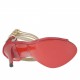 Scarpa aperta da donna con cerniera e cinturini in camoscio rosso e vernice platino con plateau tacco 10 - Misure disponibili: 42