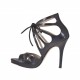 Scarpa aperta stringata da donna in pelle traforata nera con plateau e tacco 11 - Misure disponibili: 31