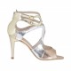 Scarpa aperta da donna con cinturini e cerniera posteriore in vernice argento, platino e rame tacco 9 - Misure disponibili: 32, 34, 46