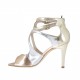 Zapato abierto para mujer con cinturones y cremallera en charol color plateado, platino y cobre tacon 9 - Tallas disponibles:  32, 34