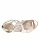 Zapato abierto para mujer con cinturones y cremallera en charol color plateado, platino y cobre tacon 9 - Tallas disponibles:  32, 34