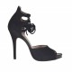 Scarpa aperta da donna con plateau e stringa in camoscio nero tacco 11 - Misure disponibili: 31