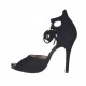 Scarpa aperta da donna con plateau e stringa in camoscio nero tacco 11 - Misure disponibili: 31