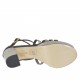 Scarpa aperta da donna con listini e cinturino in pelle nera con plateau e tacco 10 in vernice argento - Misure disponibili: 42, 43
