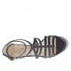 Scarpa aperta da donna con listini e cinturino in pelle nera con plateau e tacco 10 in vernice argento - Misure disponibili: 42, 43