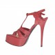 Sandale pour femmes avec courroies croisées et plateforme en cuir rouge talon 13 - Pointures disponibles:  42